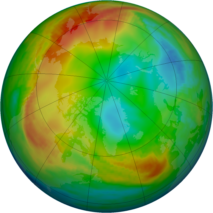 Arctic ozone map for 28 December 1981